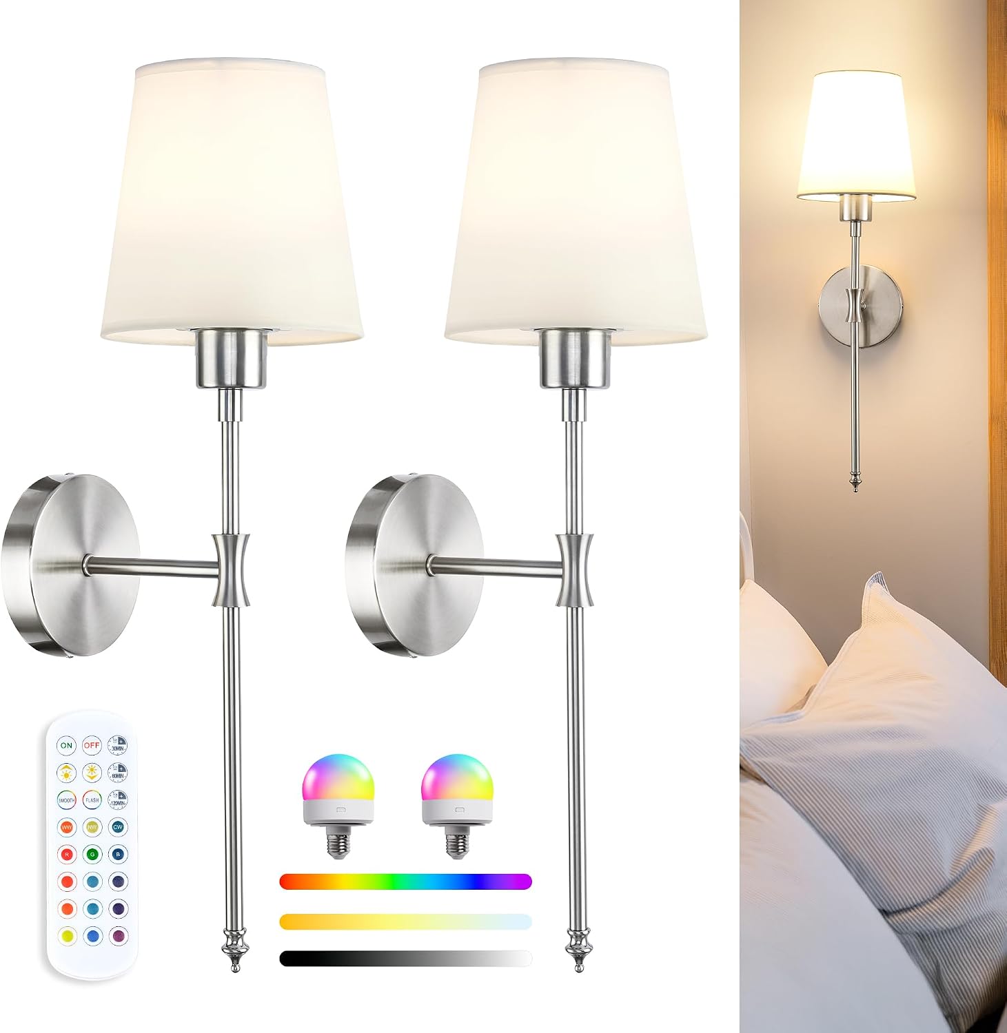 Rechargeable Wireless Wall Sconce Lights VEYA WL04