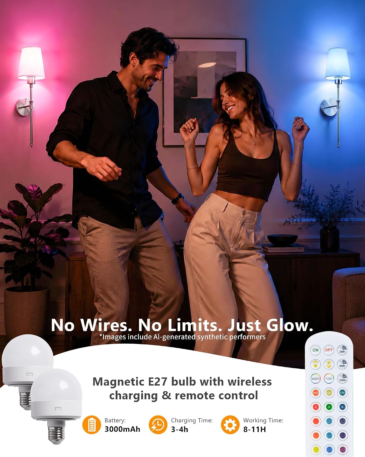 Rechargeable Wireless Wall Sconce Lights VEYA WL04