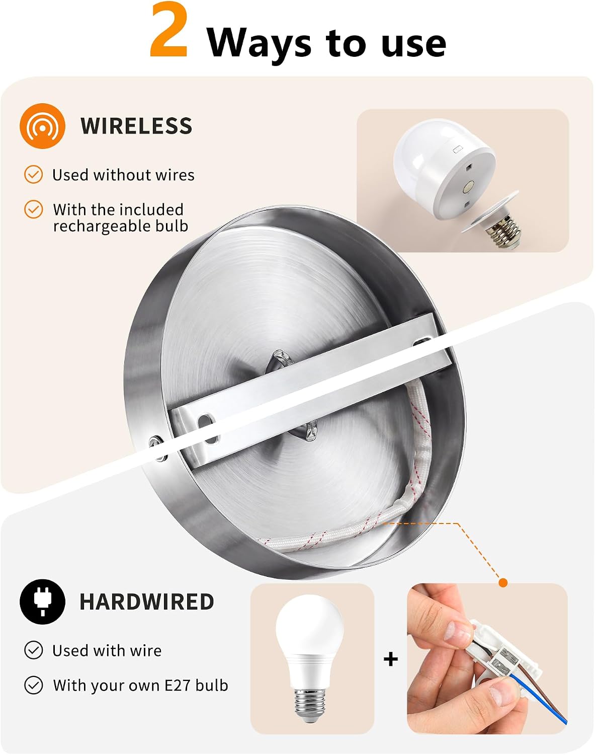Rechargeable Wireless Wall Sconce Lights VEYA WL04