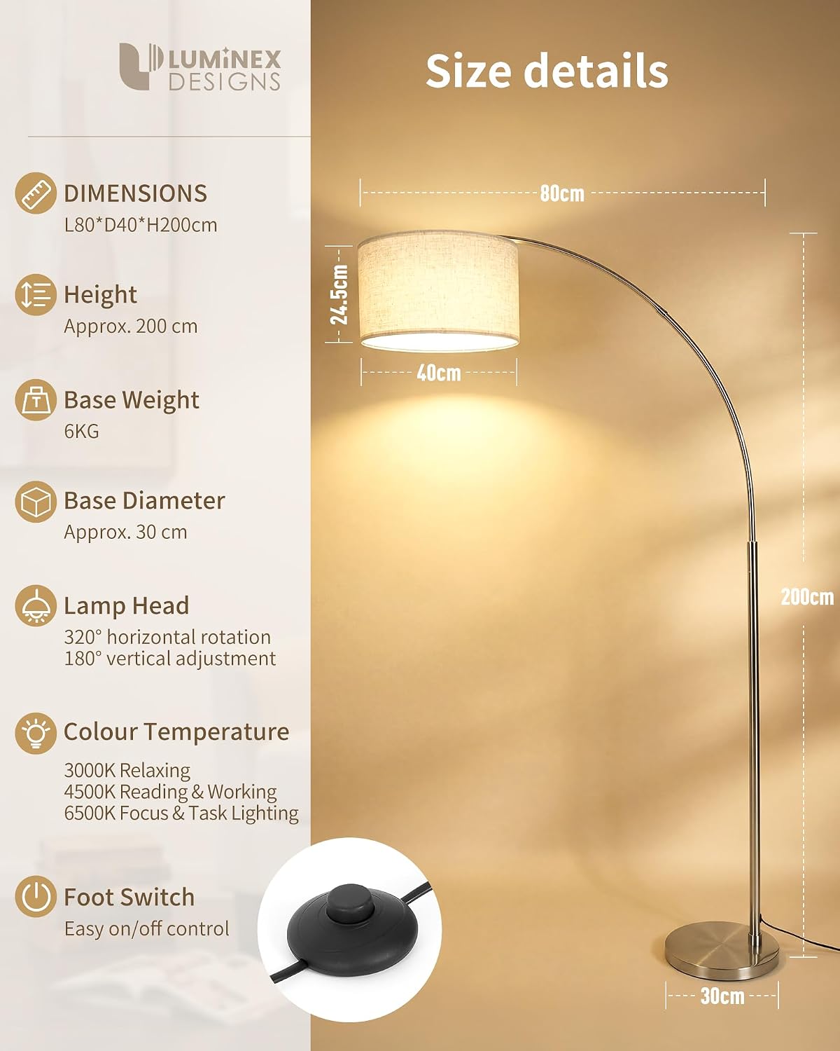 Stylish Arc Floor Lamp for Living Room