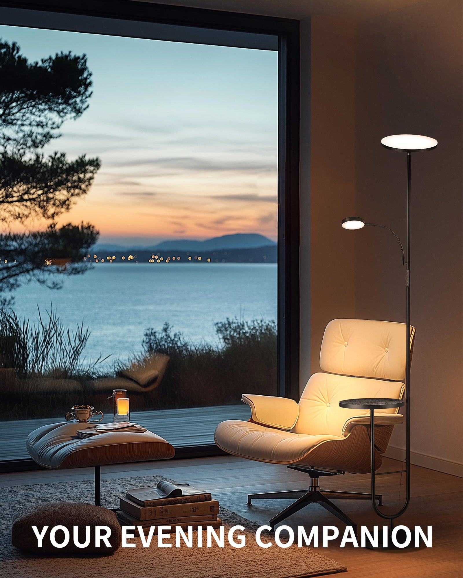36W Dimmable LED Floor Lamp with 360° Gooseneck Side Light