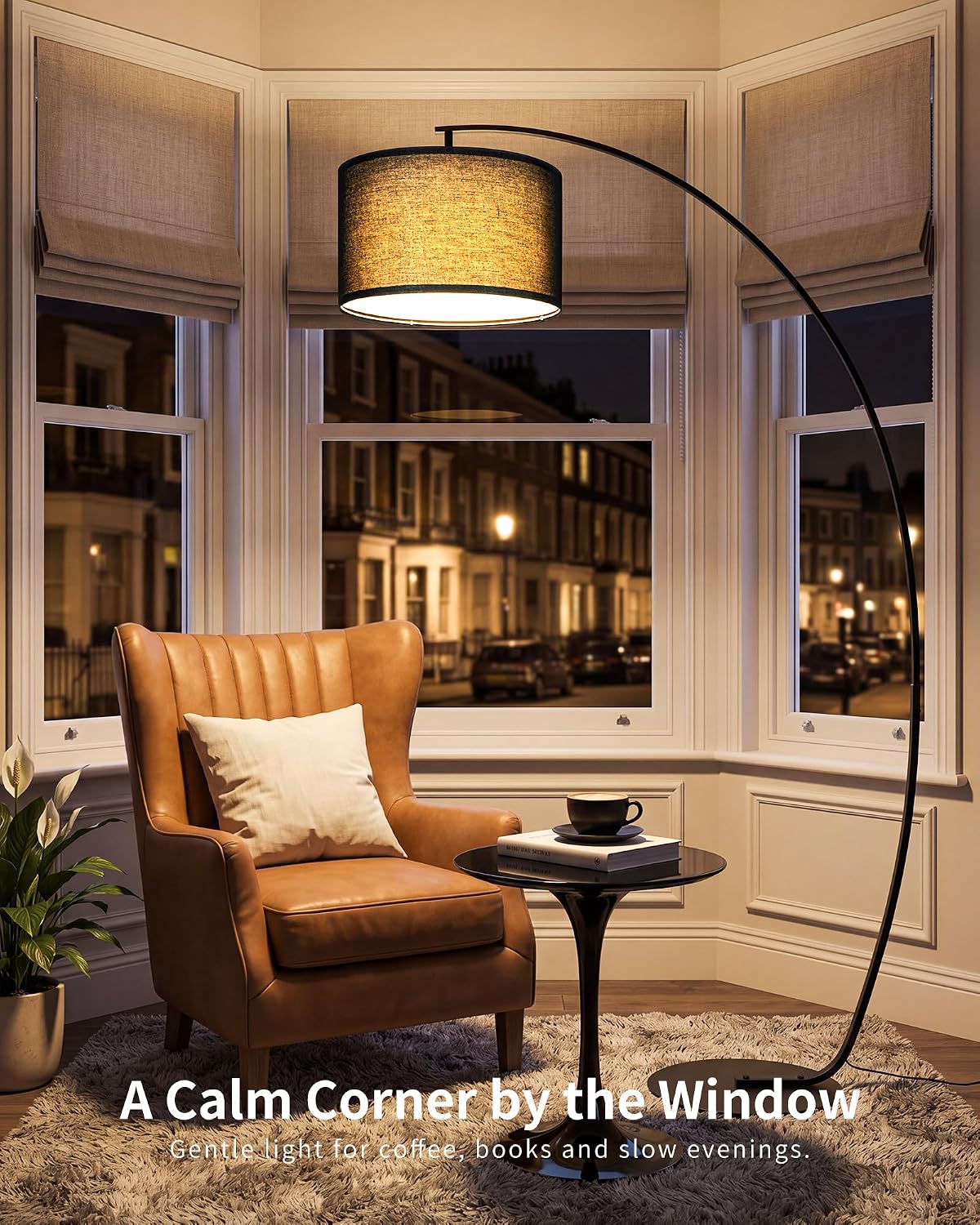 Modern Black Arc Floor Lamp for Living Room OVEL FL22