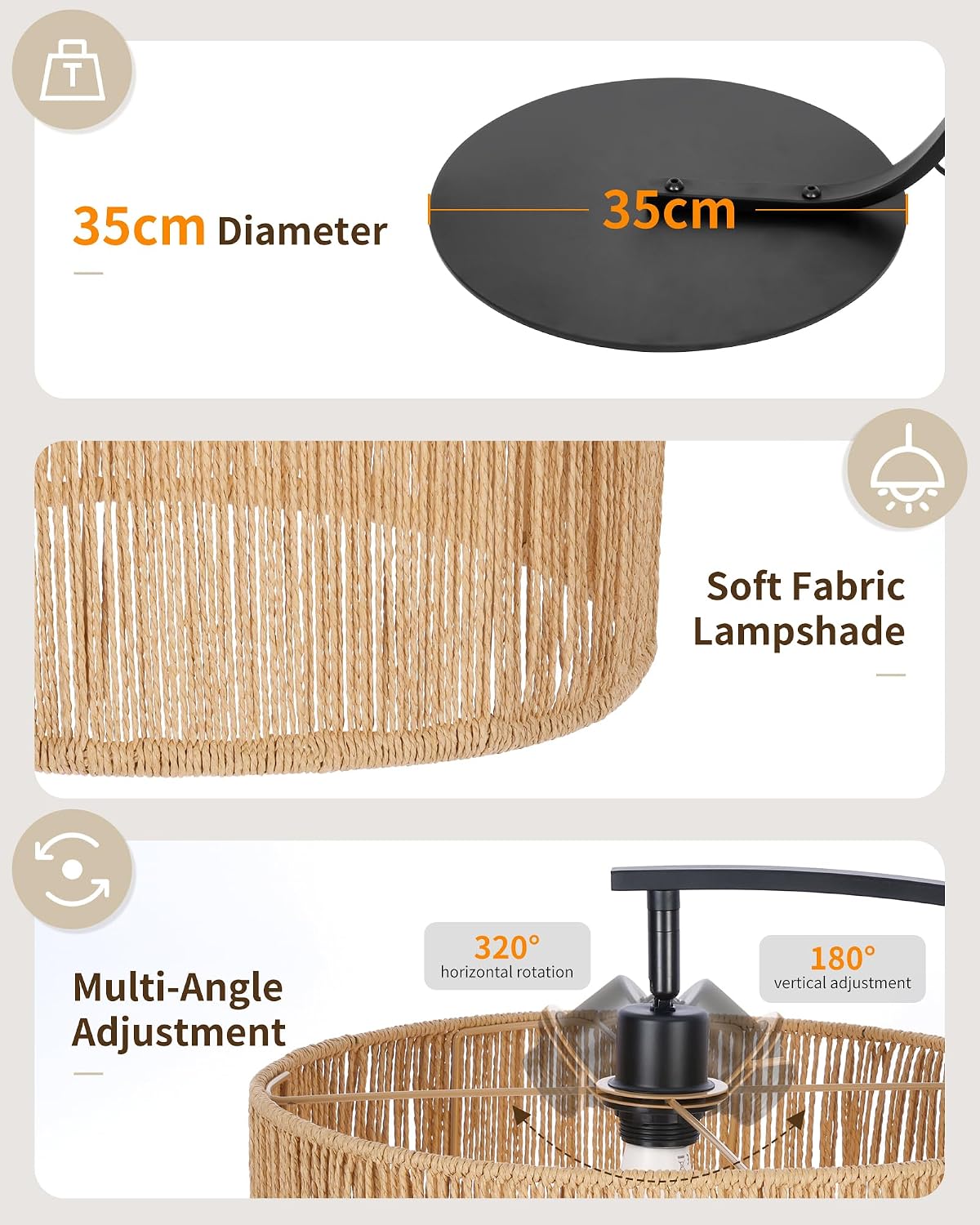 Boho Arc Floor Lamp for Living Room OVEL FL22