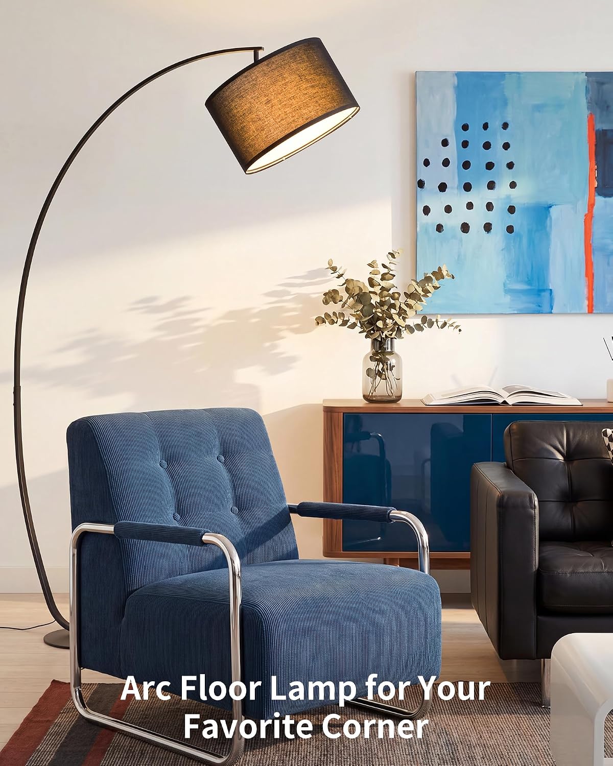 Modern Black Arc Floor Lamp for Living Room OVEL FL22