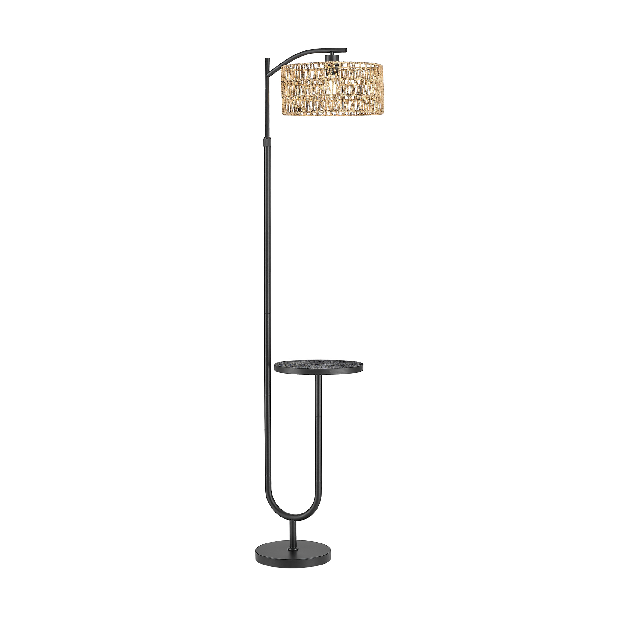 165cm Fabric Shade Floor Lamp with Side Table