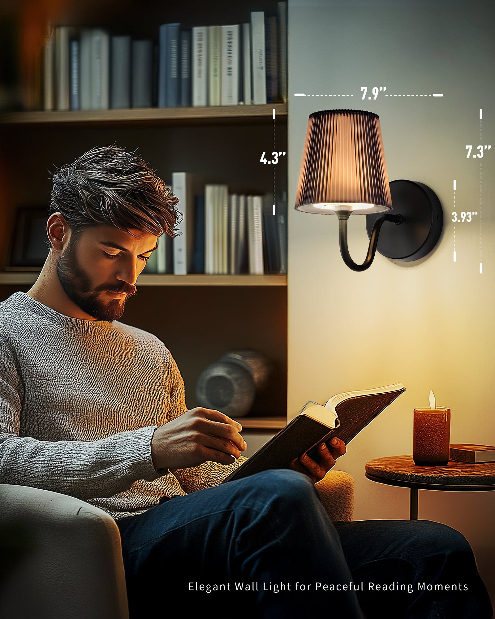 Magnetic Wall Lights, Rechargeable Wall Lights for Living Room, RGB & 3 Colour Temperatures, Dimmable Wireless Picture Lights for Wall, Touch Light with Remote, for Stair Hallway-1Pack